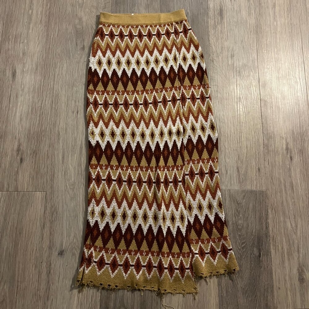 RARE NWT Free People Boho Wrap Knit Maxi Skirt in Sand